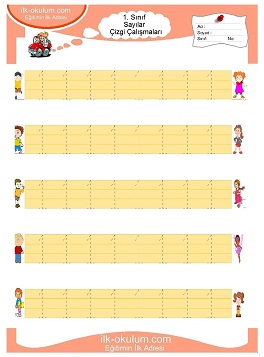 Çocuklar İçin Sayılar Çizgi Çalışma Sayfaları 